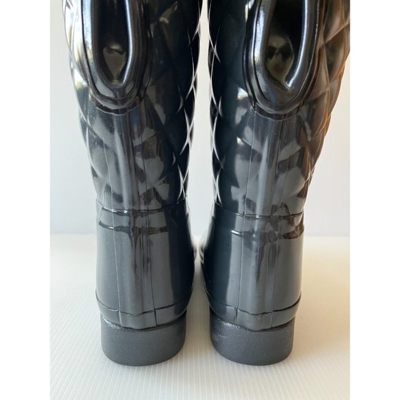 Hunter Dark Gray Rubber Quilter Knee-High Rain Boots, Size 8 - Picture 6 of 11